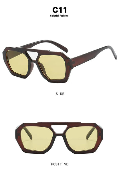 RUOBO Luxury Women’s Sunglasses | Retro Square Double Bridge Eyewear