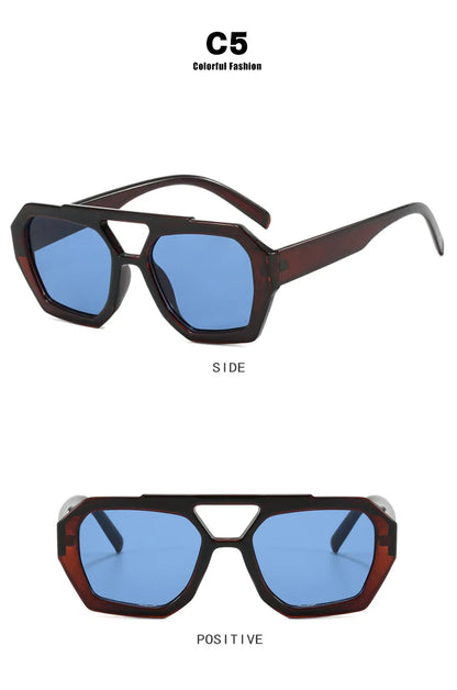 RUOBO Luxury Women’s Sunglasses | Retro Square Double Bridge Eyewear