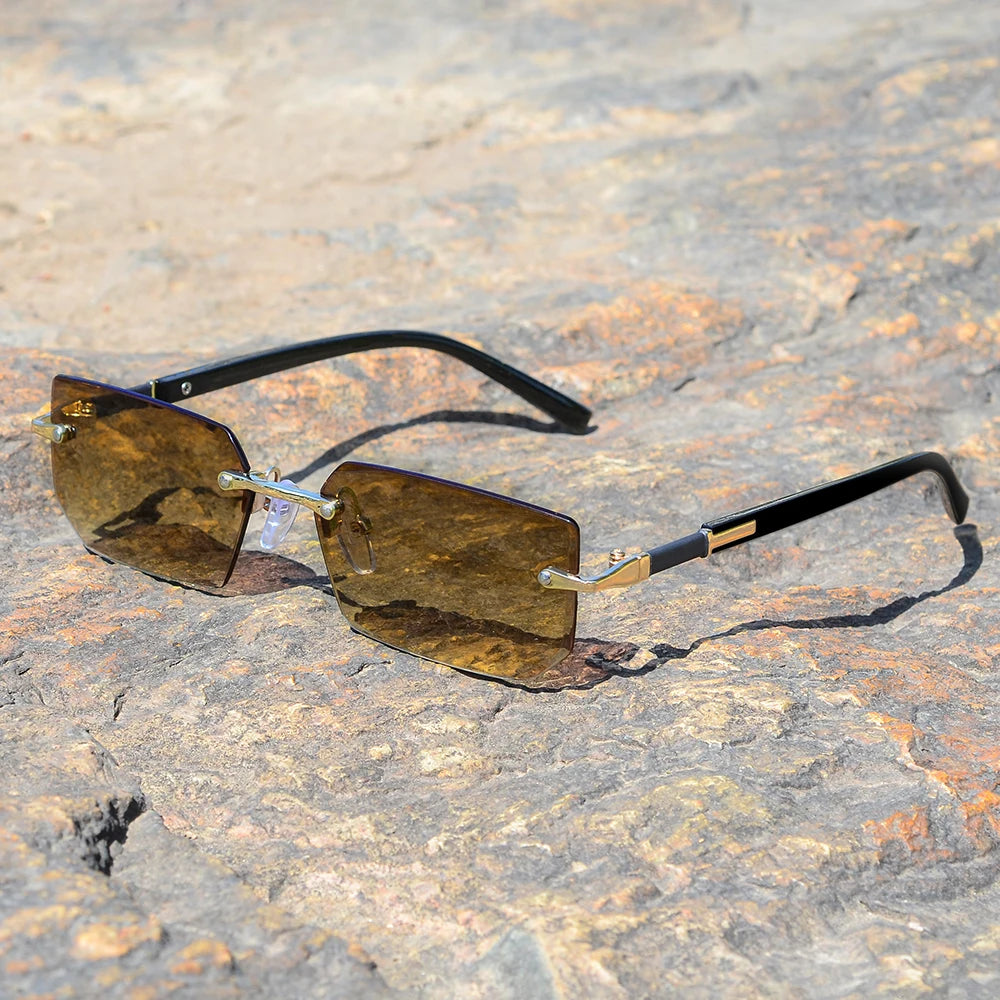 AOFLY Rimless Rectangle Sunglasses | Unisex Y2K UV400 Fashion Shades