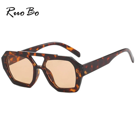 RUOBO Luxury Women’s Sunglasses | Retro Square Double Bridge Eyewear