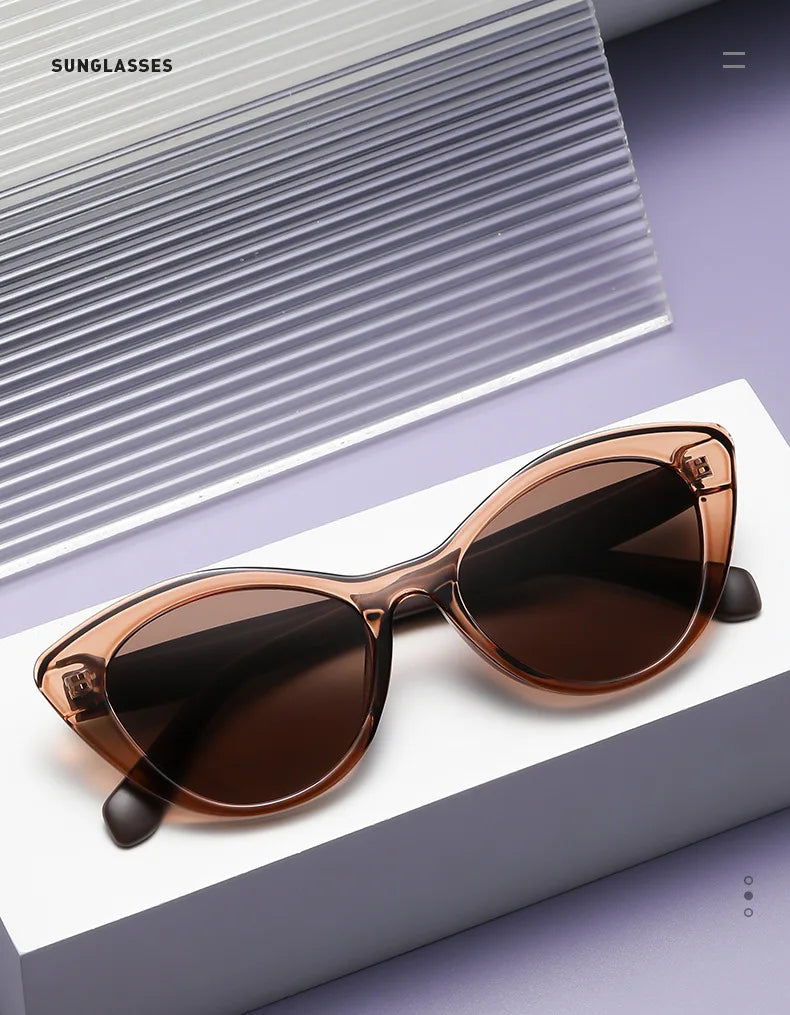 Fashion Cat Eye Women Sunglasses Luxury Brand Designer Black Leopard Small Frame Glasses UV400 Girl Letter Eyewear