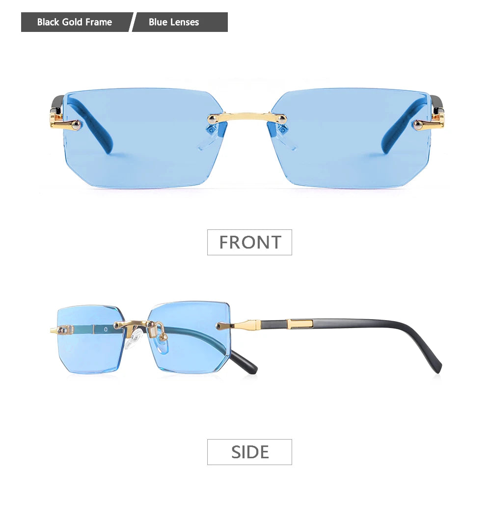 AOFLY Rimless Rectangle Sunglasses | Unisex Y2K UV400 Fashion Shades