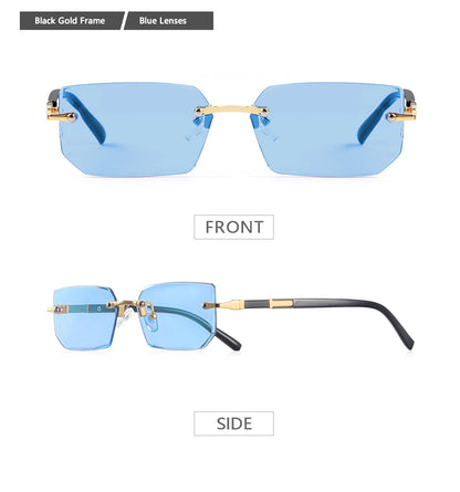 AOFLY Rimless Rectangle Sunglasses | Unisex Y2K UV400 Fashion Shades