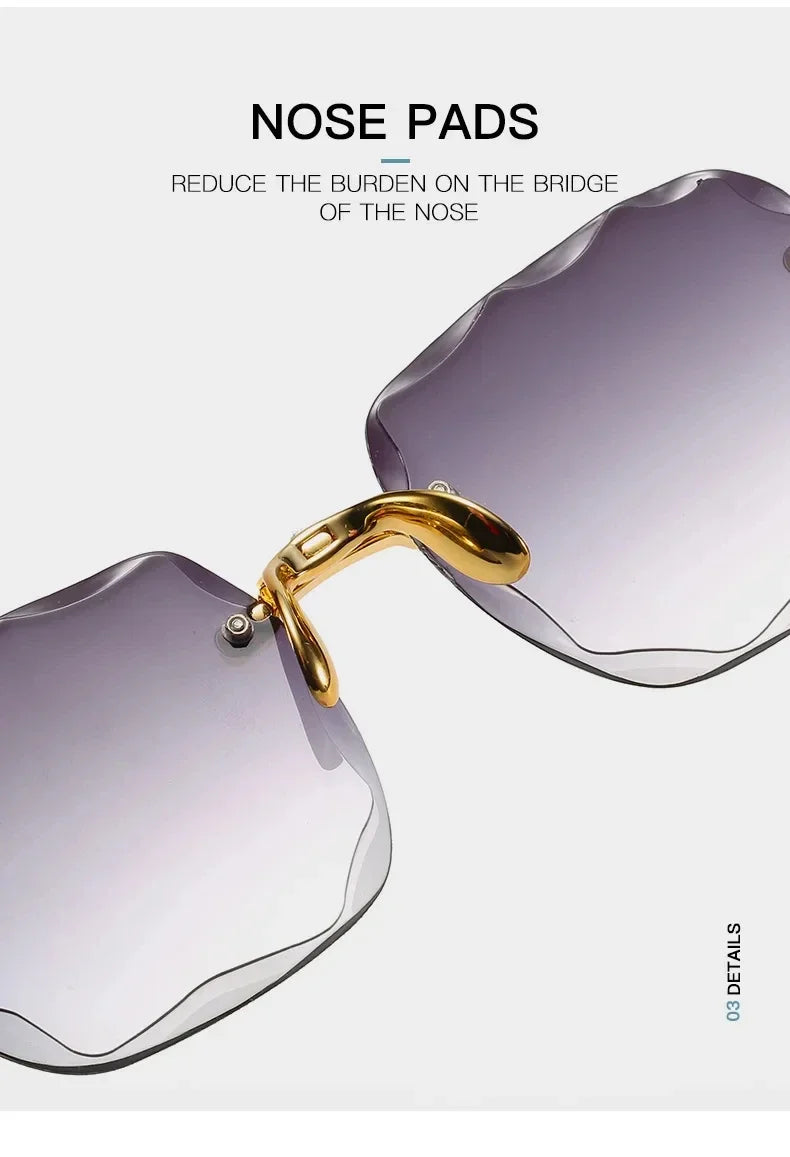 New 2024 Fashion Rimless Sunglasses for Women | Gradient Lens UV400