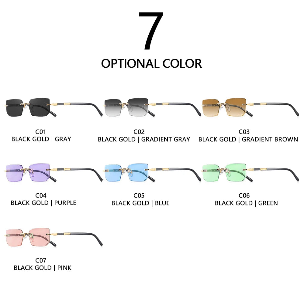 AOFLY Rimless Rectangle Sunglasses | Unisex Y2K UV400 Fashion Shades