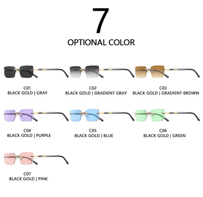 AOFLY Rimless Rectangle Sunglasses | Unisex Y2K UV400 Fashion Shades