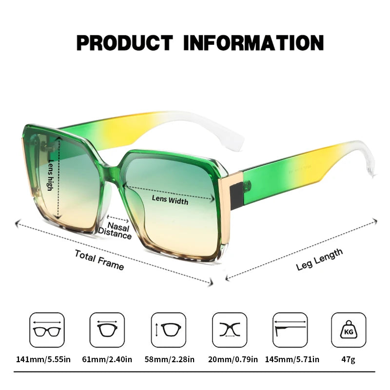 JUNCTURE Women’s Sunglasses | Luxury Big Frame Gradient Fashion Shades