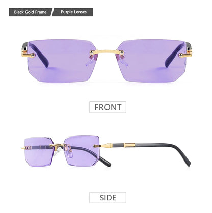 AOFLY Rimless Rectangle Sunglasses | Unisex Y2K UV400 Fashion Shades