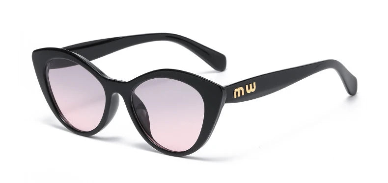 Fashion Cat Eye Women Sunglasses Luxury Brand Designer Black Leopard Small Frame Glasses UV400 Girl Letter Eyewear