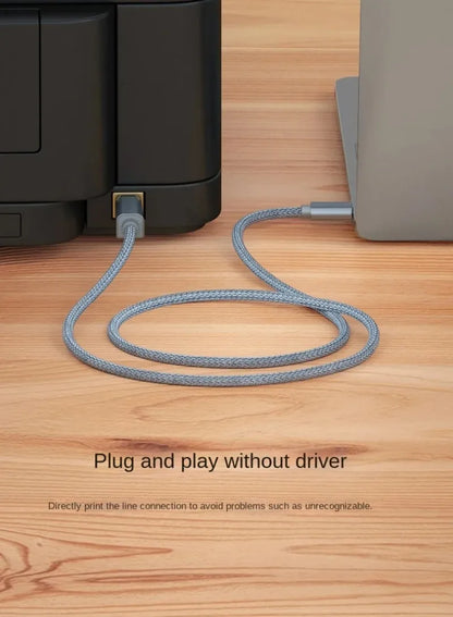 USB-C to USB-B 2.0 Printer Cable | Braided Scanner & MIDI Controller Cable