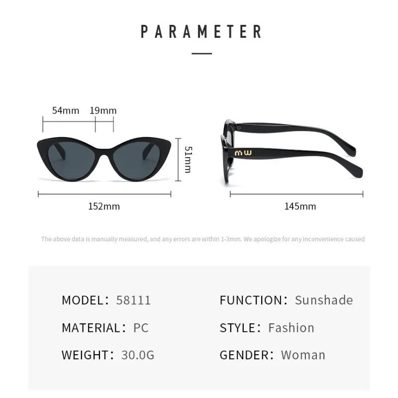 Fashion Cat Eye Women Sunglasses Luxury Brand Designer Black Leopard Small Frame Glasses UV400 Girl Letter Eyewear