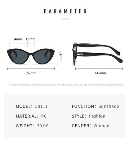 Fashion Cat Eye Women Sunglasses Luxury Brand Designer Black Leopard Small Frame Glasses UV400 Girl Letter Eyewear