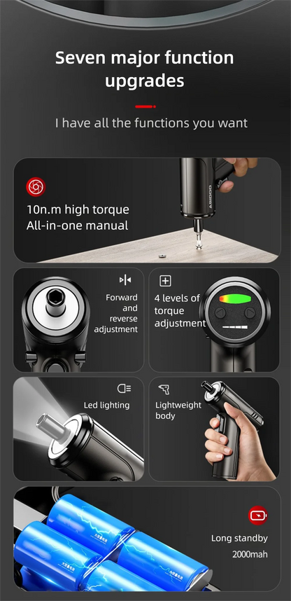 Electric Screwdriver 3.6V Cordless | Rechargeable Drill for DIY & Home