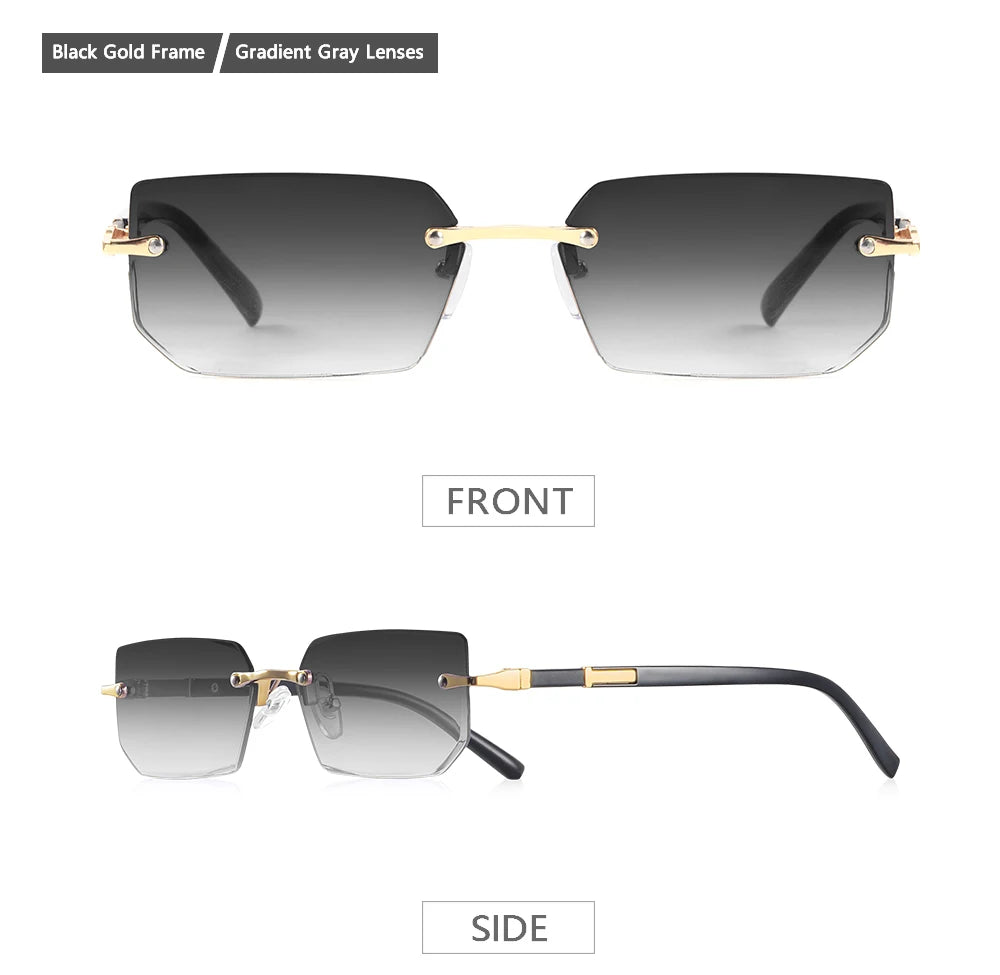 AOFLY Rimless Rectangle Sunglasses | Unisex Y2K UV400 Fashion Shades