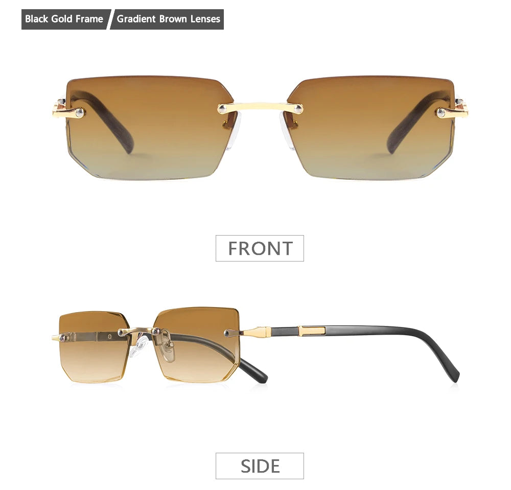 AOFLY Rimless Rectangle Sunglasses | Unisex Y2K UV400 Fashion Shades