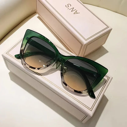 Women's cat's eye box simple gradient color matching Sunglasses-Joker fashion glasses