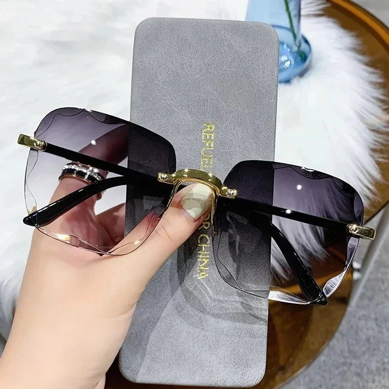 New 2024 Fashion Rimless Sunglasses for Women | Gradient Lens UV400