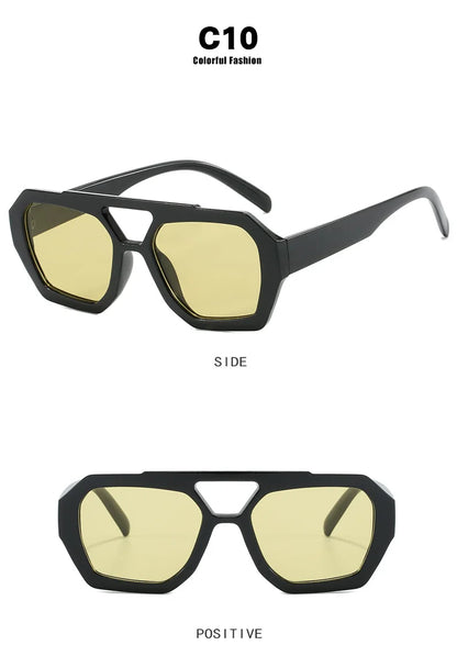RUOBO Luxury Women’s Sunglasses | Retro Square Double Bridge Eyewear
