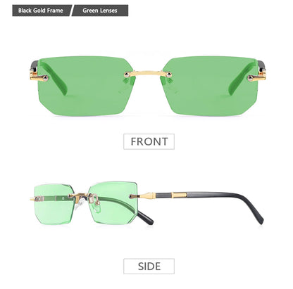 AOFLY Rimless Rectangle Sunglasses | Unisex Y2K UV400 Fashion Shades