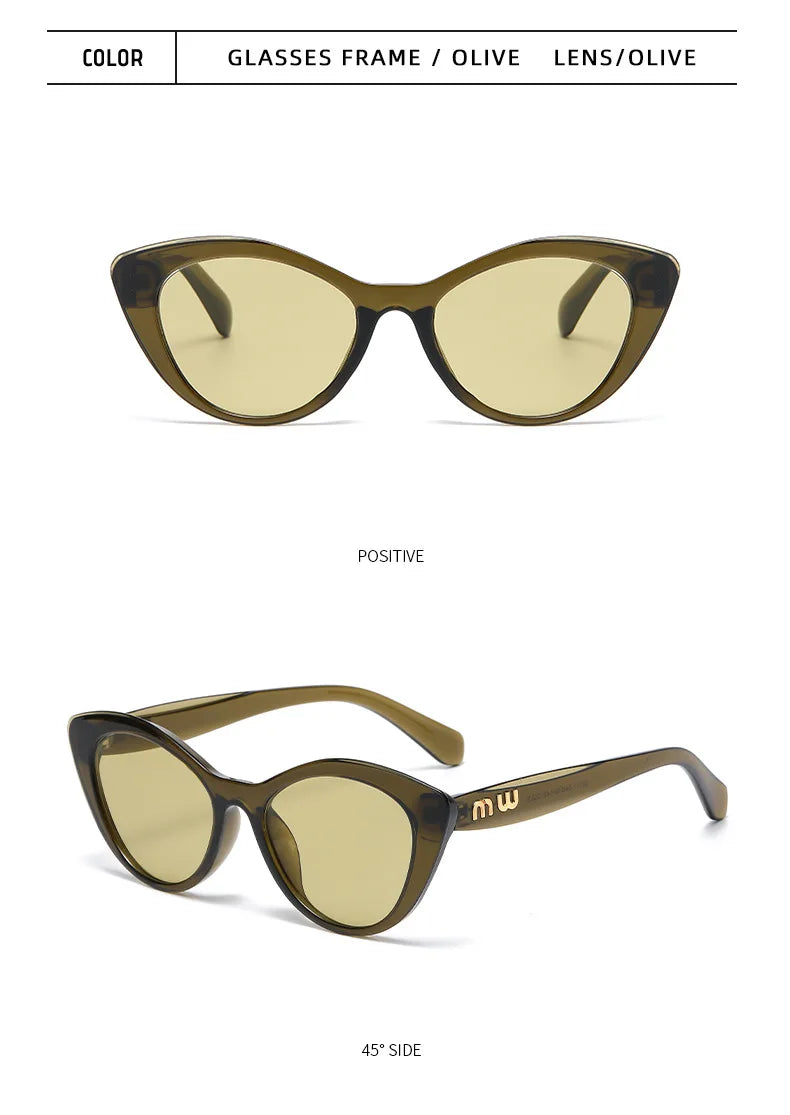 Fashion Cat Eye Women Sunglasses Luxury Brand Designer Black Leopard Small Frame Glasses UV400 Girl Letter Eyewear