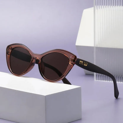 Fashion Cat Eye Women Sunglasses Luxury Brand Designer Black Leopard Small Frame Glasses UV400 Girl Letter Eyewear