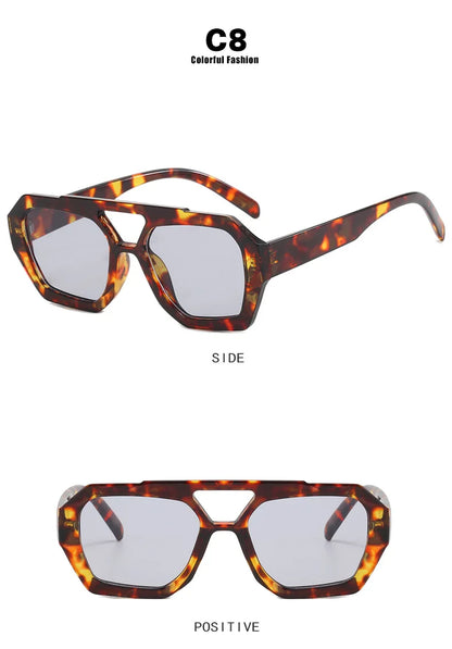RUOBO Luxury Women’s Sunglasses | Retro Square Double Bridge Eyewear