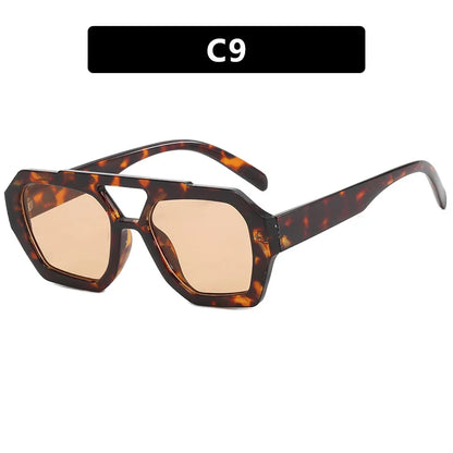 RUOBO Luxury Women’s Sunglasses | Retro Square Double Bridge Eyewear