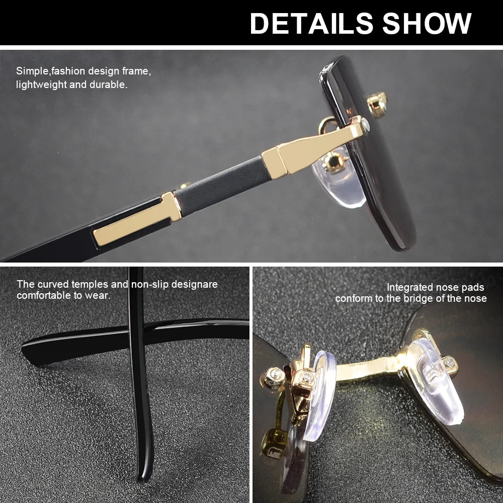 AOFLY Rimless Rectangle Sunglasses | Unisex Y2K UV400 Fashion Shades