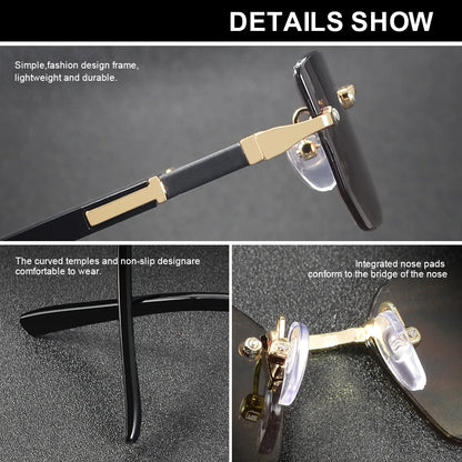 AOFLY Rimless Rectangle Sunglasses | Unisex Y2K UV400 Fashion Shades