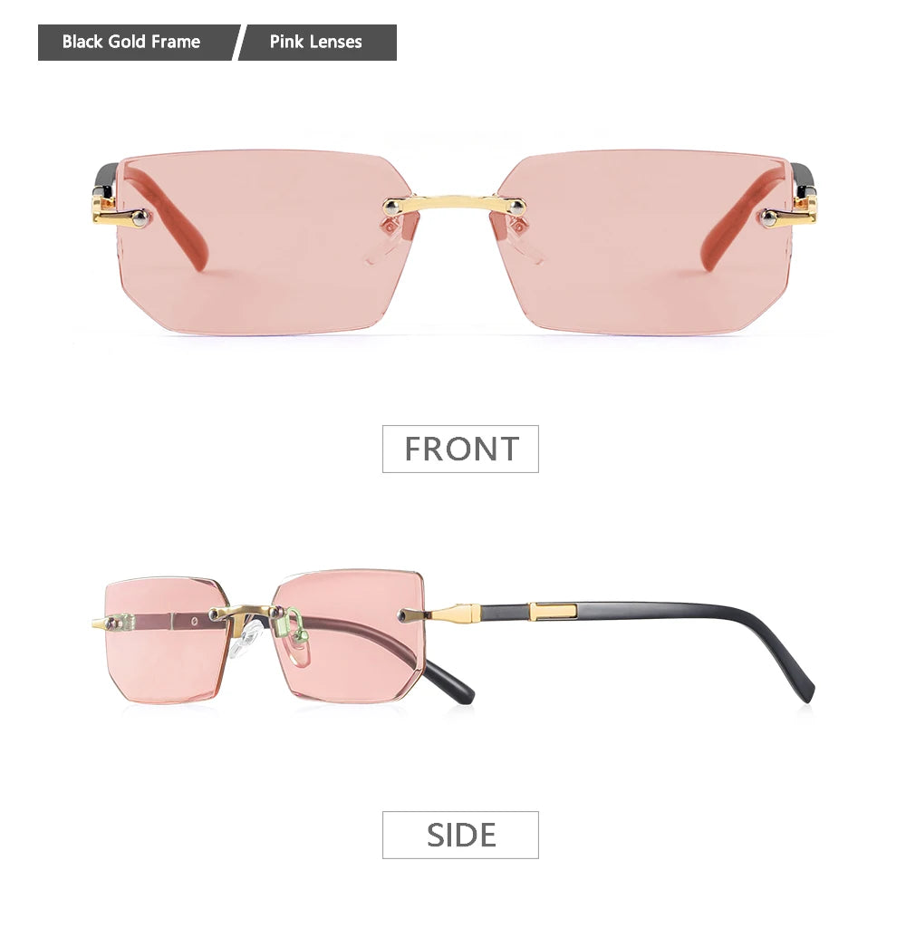 AOFLY Rimless Rectangle Sunglasses | Unisex Y2K UV400 Fashion Shades