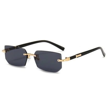 Fashion Retro Sunglasses Men | Rimless Designer Shades Cutting Lens