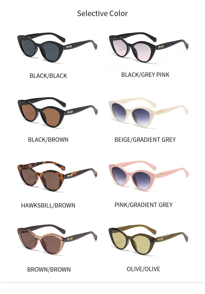 Fashion Cat Eye Women Sunglasses Luxury Brand Designer Black Leopard Small Frame Glasses UV400 Girl Letter Eyewear