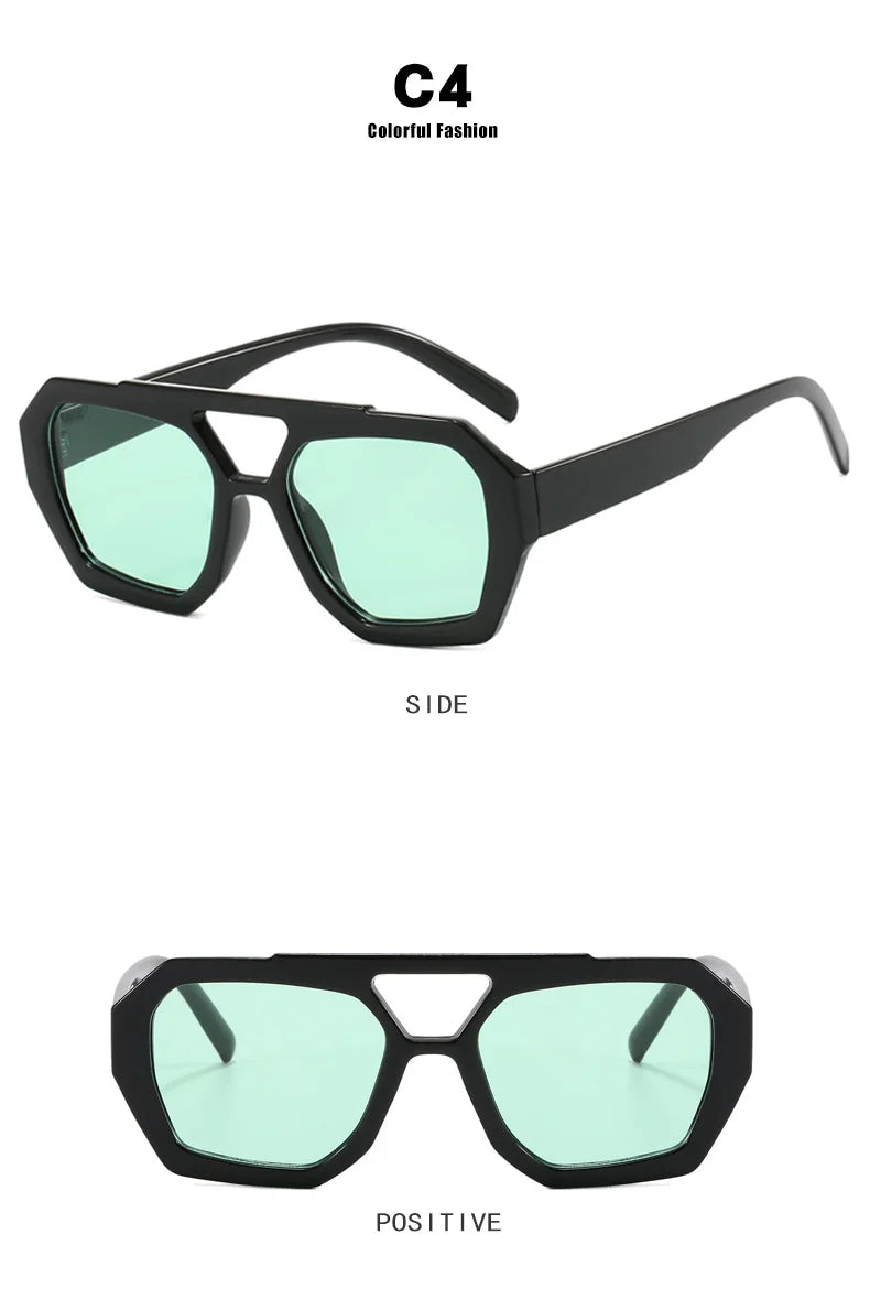 RUOBO Luxury Women’s Sunglasses | Retro Square Double Bridge Eyewear