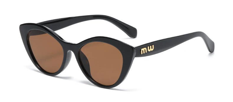 Fashion Cat Eye Women Sunglasses Luxury Brand Designer Black Leopard Small Frame Glasses UV400 Girl Letter Eyewear