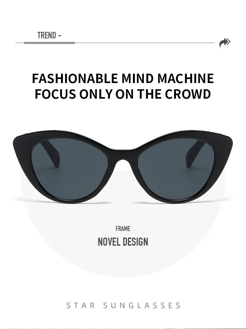 Fashion Cat Eye Women Sunglasses Luxury Brand Designer Black Leopard Small Frame Glasses UV400 Girl Letter Eyewear