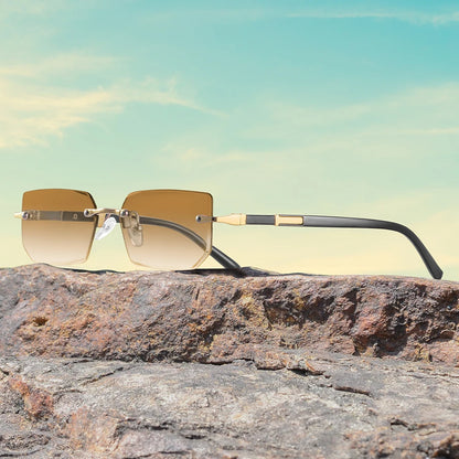 AOFLY Rimless Rectangle Sunglasses | Unisex Y2K UV400 Fashion Shades