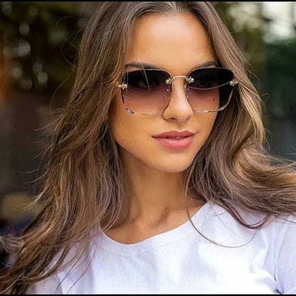 New 2024 Fashion Rimless Sunglasses for Women | Gradient Lens UV400