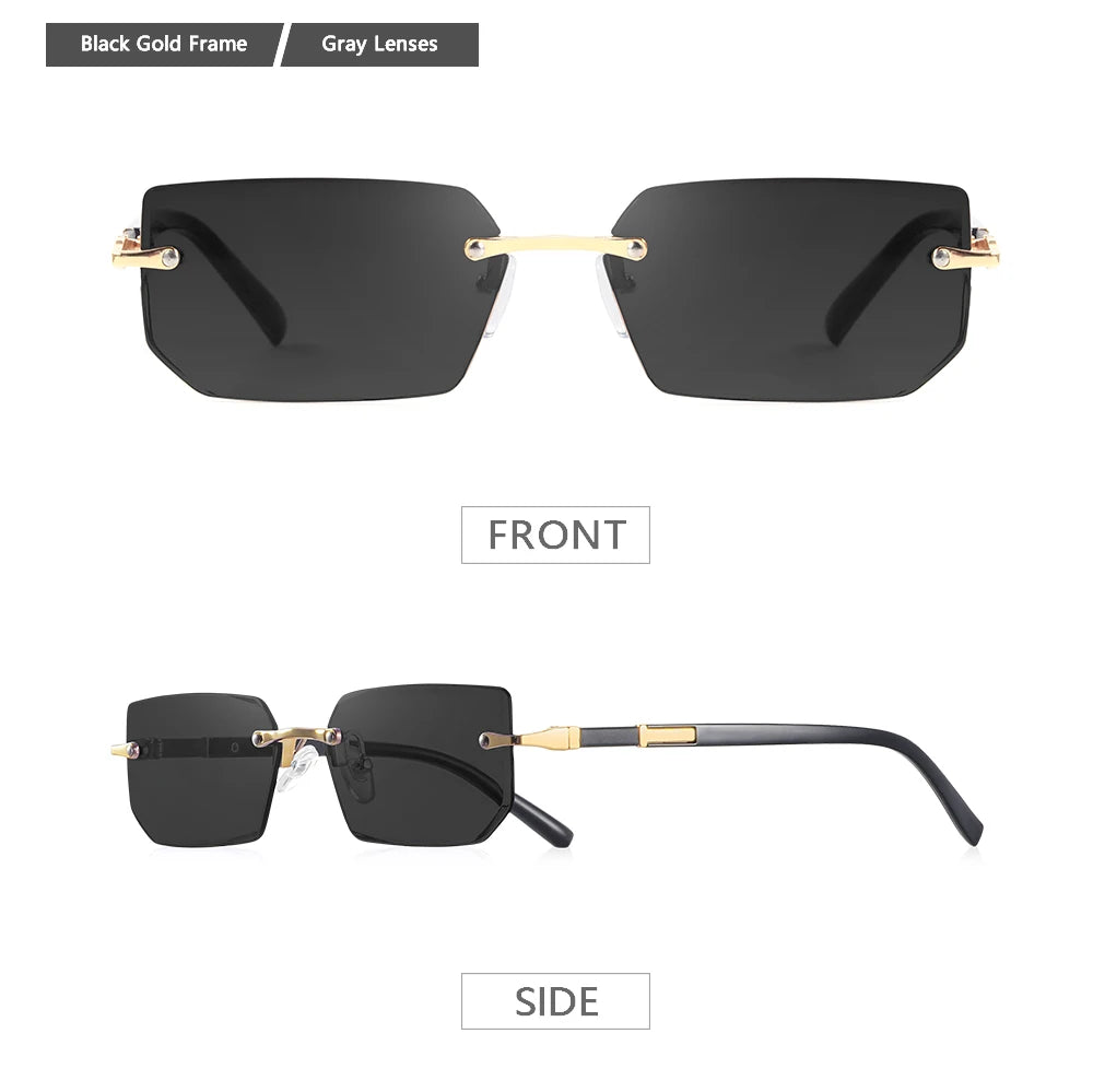 AOFLY Rimless Rectangle Sunglasses | Unisex Y2K UV400 Fashion Shades