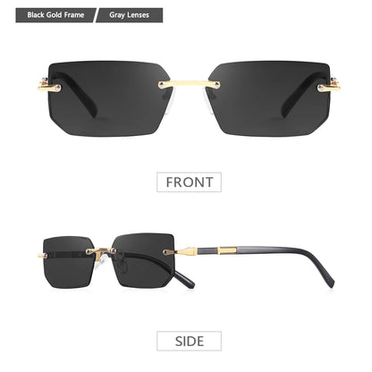 AOFLY Rimless Rectangle Sunglasses | Unisex Y2K UV400 Fashion Shades