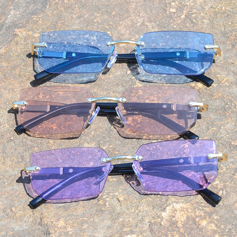 AOFLY Rimless Rectangle Sunglasses | Unisex Y2K UV400 Fashion Shades