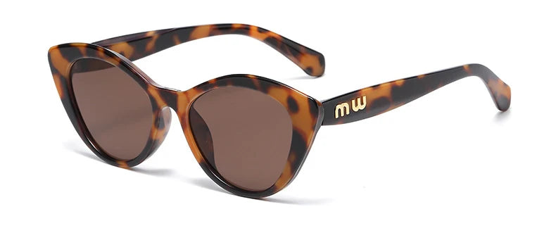 Fashion Cat Eye Women Sunglasses Luxury Brand Designer Black Leopard Small Frame Glasses UV400 Girl Letter Eyewear