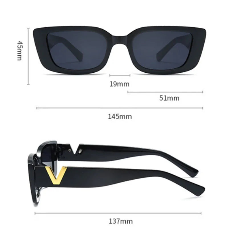 Women’s V-Shape Square Sunglasses | Small Frame UV400 Fashion Shades