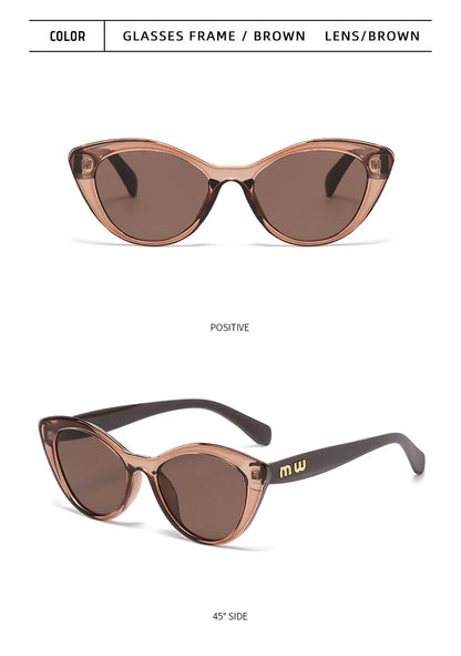 Fashion Cat Eye Women Sunglasses Luxury Brand Designer Black Leopard Small Frame Glasses UV400 Girl Letter Eyewear