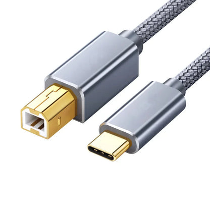 USB-C to USB-B 2.0 Printer Cable | Braided Scanner & MIDI Controller Cable