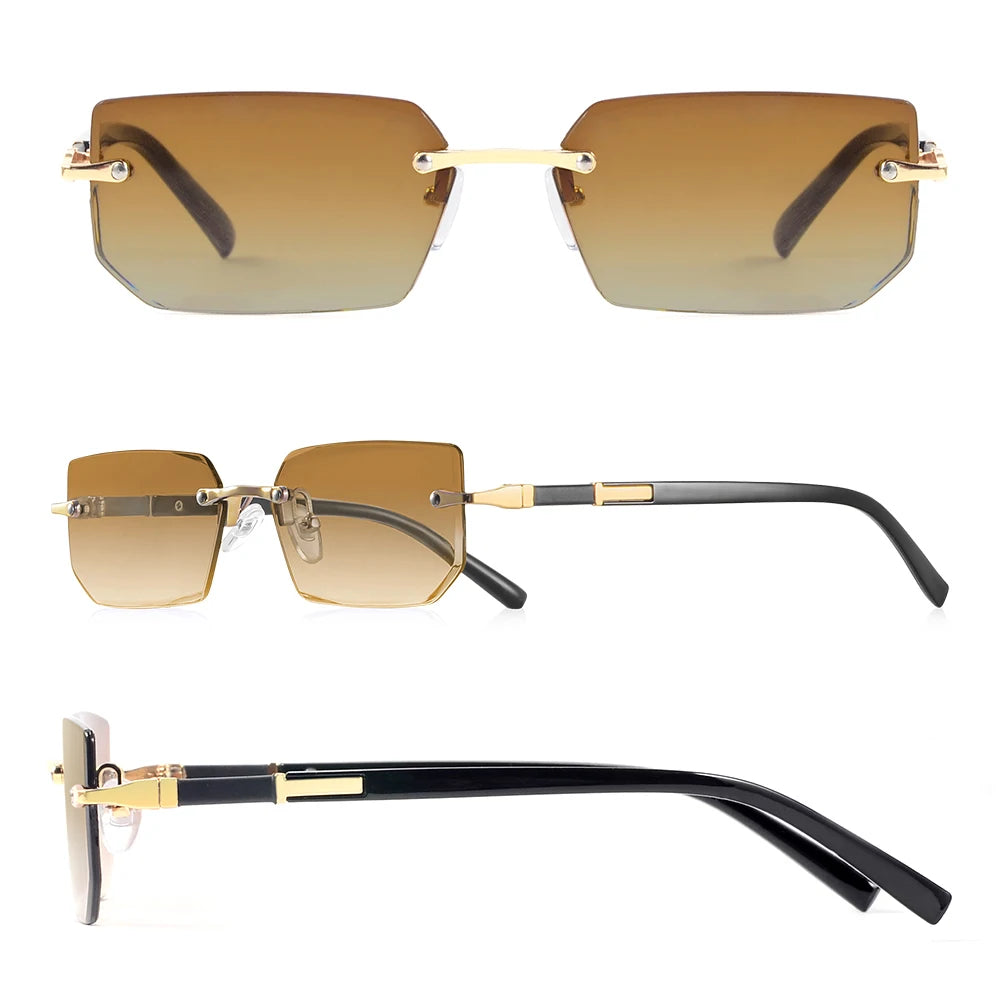 AOFLY Rimless Rectangle Sunglasses | Unisex Y2K UV400 Fashion Shades