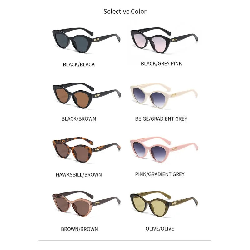 Fashion Cat Eye Women Sunglasses Luxury Brand Designer Black Leopard Small Frame Glasses UV400 Girl Letter Eyewear