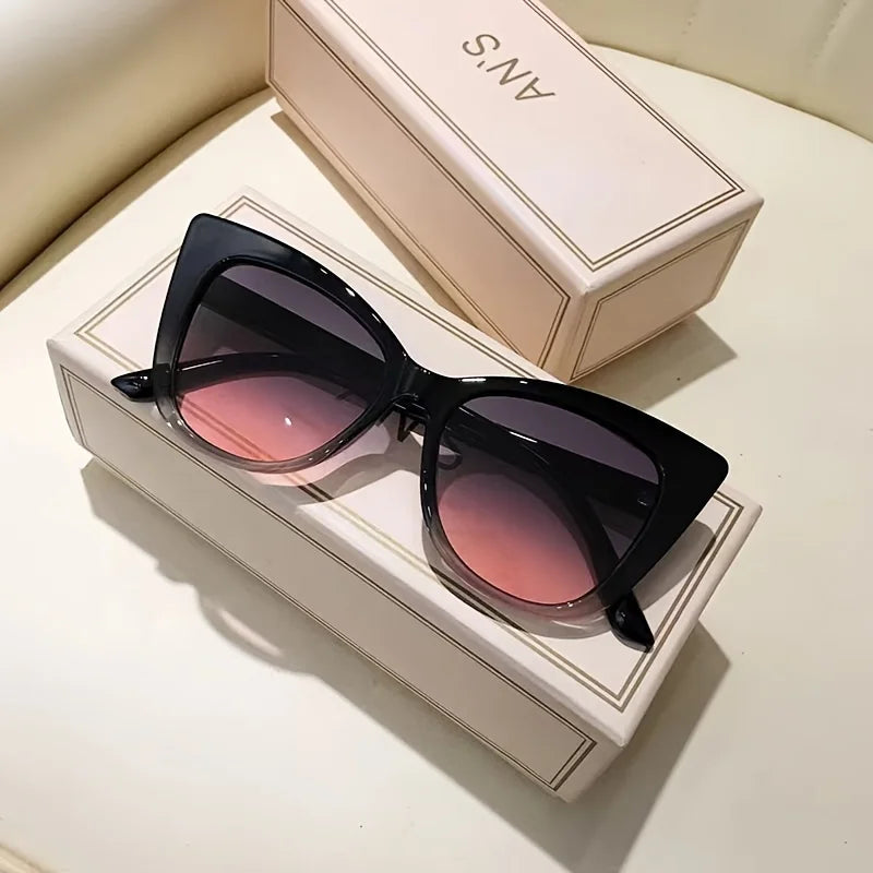 Women's cat's eye box simple gradient color matching Sunglasses-Joker fashion glasses