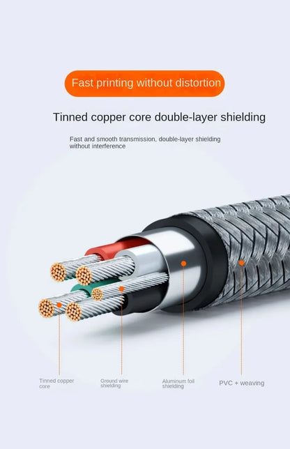 USB-C to USB-B 2.0 Printer Cable | Braided Scanner & MIDI Controller Cable